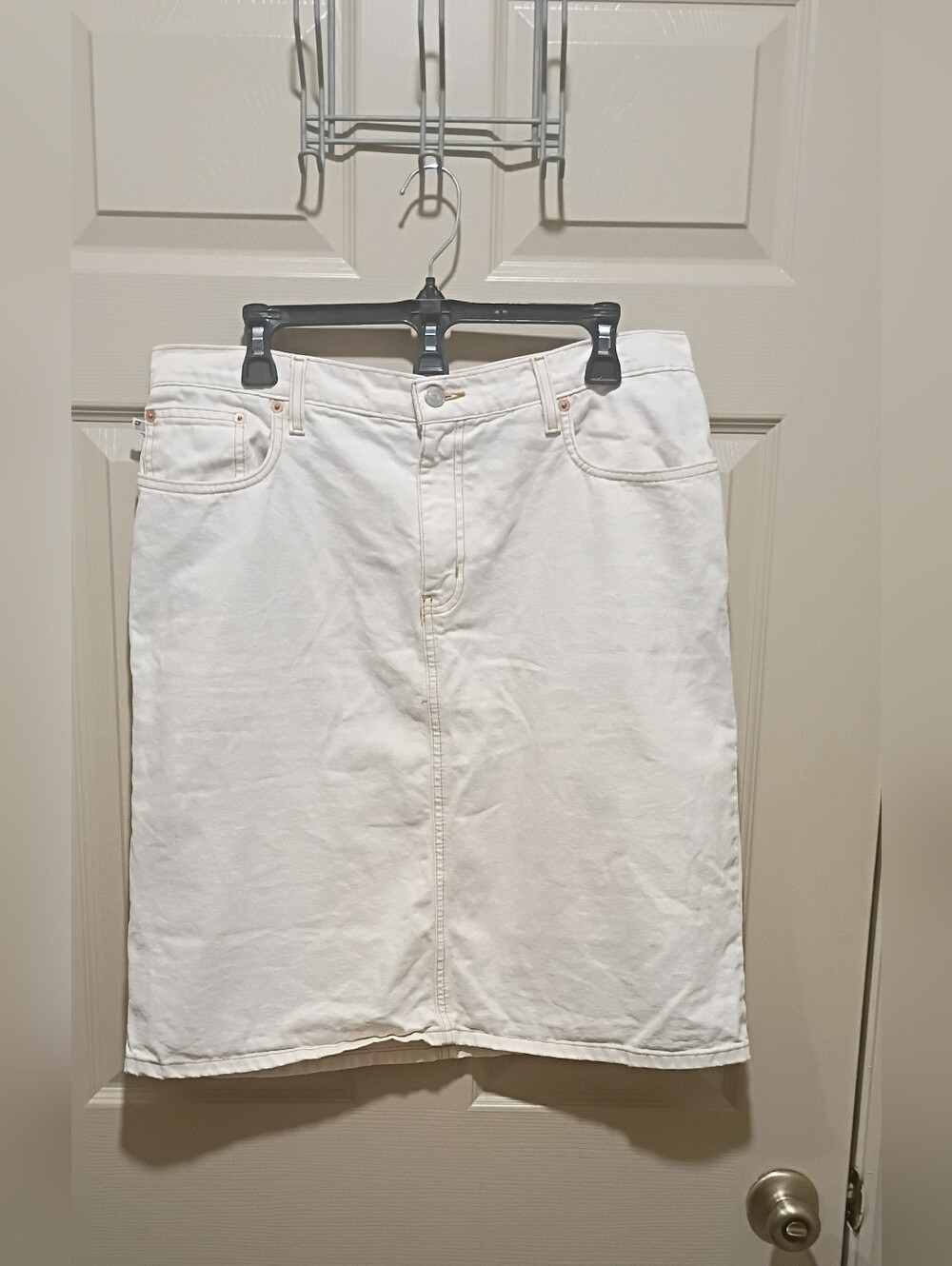 Polo Jeans Co. Ralph Lauren Anne Skirt 100% Cotton Off White Denim Size 12